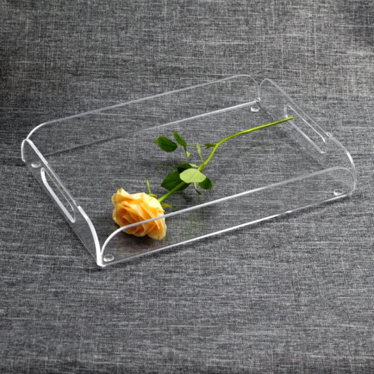 Handmade Clear Acrylic Serving Tray Quality Custom Storage for Breakfast Tea Home Hotel New Style Designer Dessert Recyclable