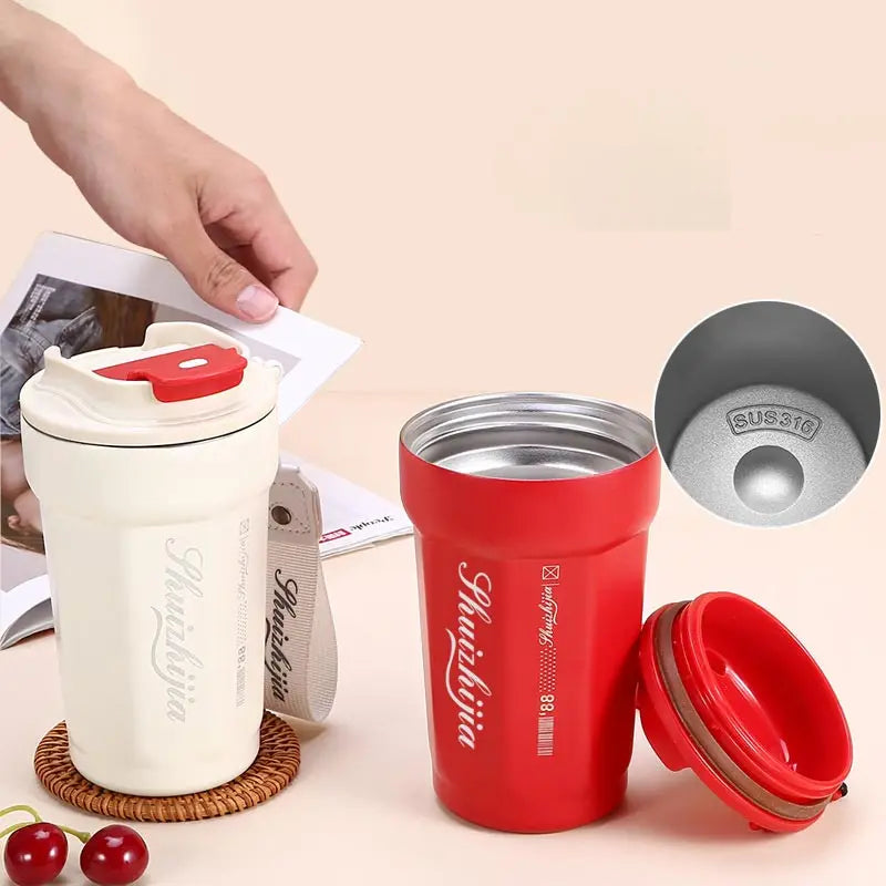 Popular Gift Portable Internet Celebrity Large Mouth 316 Stainless Steel Insulated  Water Coffee Cup for Men and Women