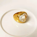Trendy Chunky CZ Heart Rings Stainless Steel 18K Gold Plated Minimalist Heart Gemstone Finger Ring Jewelry for Gifts