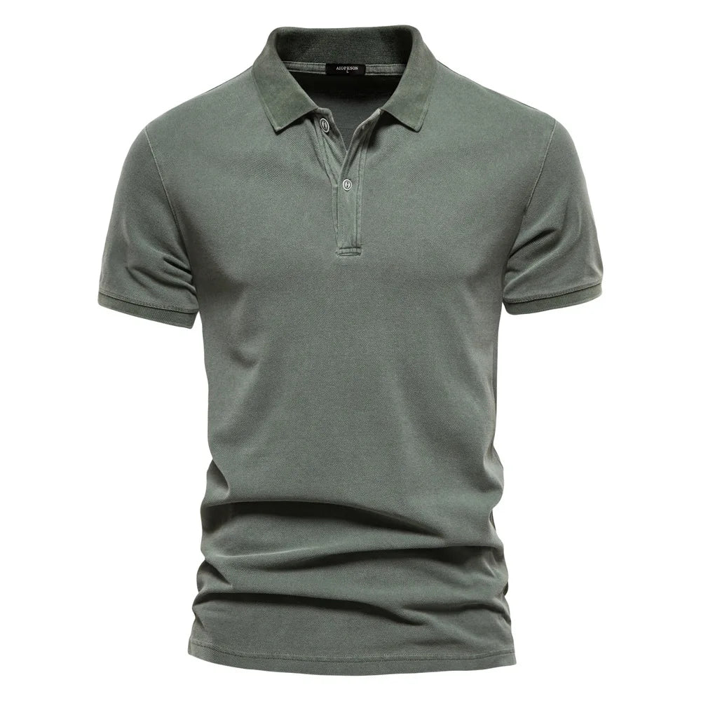 Cotton POLO Shirt Fashion Casual Men Solid Color Short Sleeve for Men