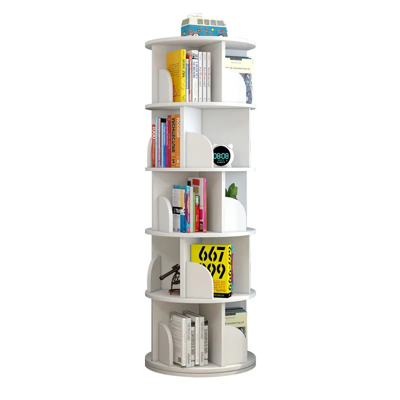 Children's Floor Picture Book Rack Kids Bookshelf Storage Round Rotating Bookshelf 360 Degree Wooden Bookshelf for Kids