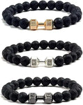 New Style 8mm Black Frosted Volcanic Lava Stone Sports Dumbbell Beaded Bracelets for Men & Women Fashion Jewelry Dumbbell Bangle
