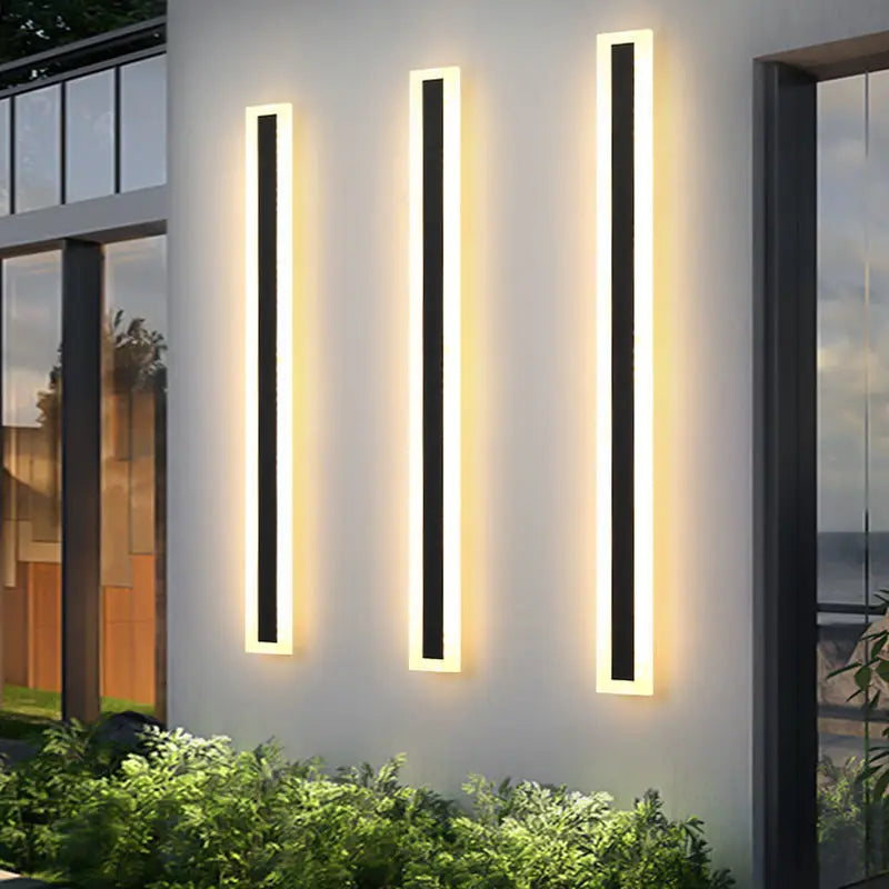 Modern 1.2m Waterproof Linear Long Strip Outdoor Wall Light Minimalist Black Wall Washer LED Lamp for Villa Courtyard Aluminum