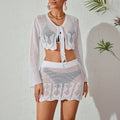 Wholesale Women Beachwear Solid Color Knit Beach Bikini Swimsuit Cover Up Sun Protection Suit For Women