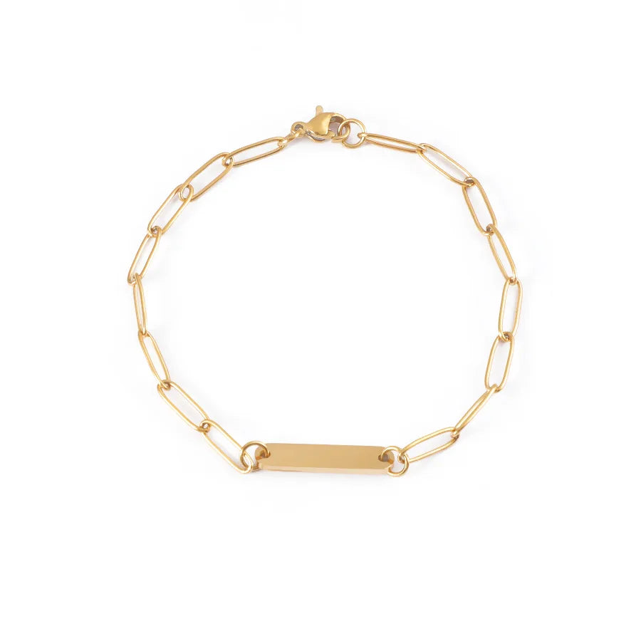 Wholesale Tarnish Free Gold Stainless Steel Blank Blank Bracelet  18k PVD Gold Plated Logo Bracelet