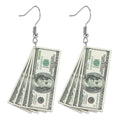 Unique Dollar Shaped Acrylic Pendant Earring 100 USD Banknote Earring Graduation Birthday Christmas Party Novelty Wishing Props