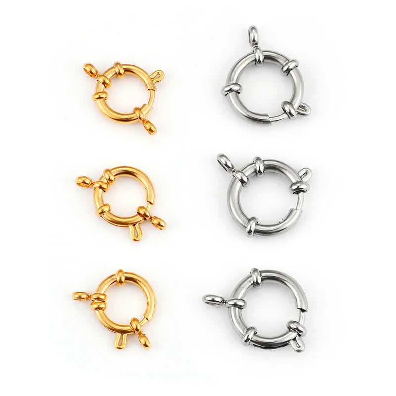 Hot Sale 18K Real Gold Plated Stainless Steel Round Spring Clasps DIY Jewelry Locks for Necklaces & Bracelets Making