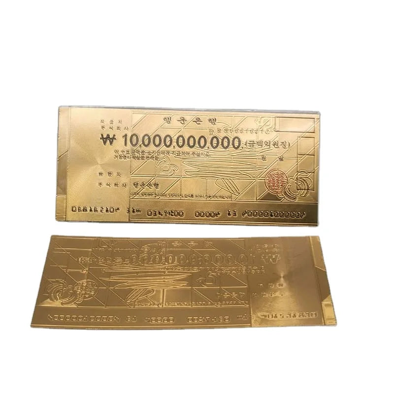 Best Selling Korean Waterproof Gold Foil Banknote UV Printed Metal Single-sided Durable Bookmark