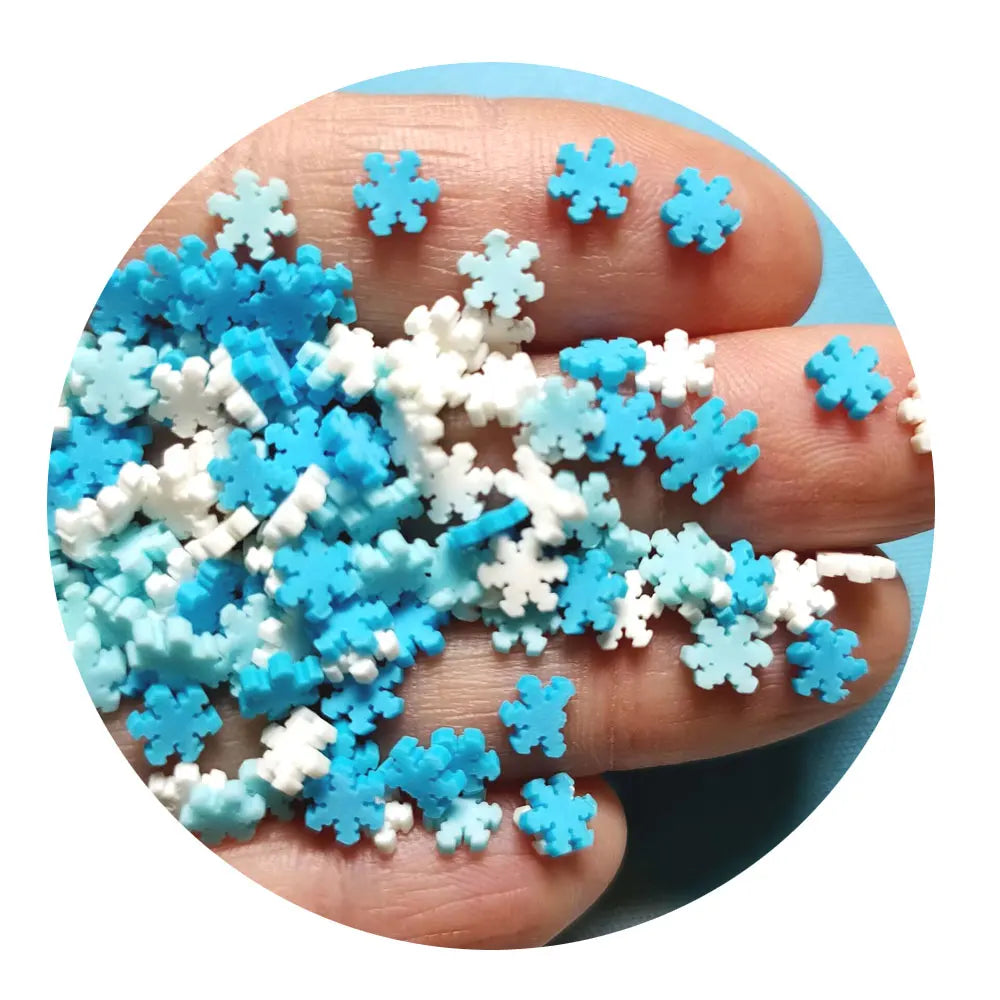 Polymer Clay Snowflake Slices 5mm Soft Clay Slice Blue Snowflake for Christmas Decorations DIY Party Sprinkles