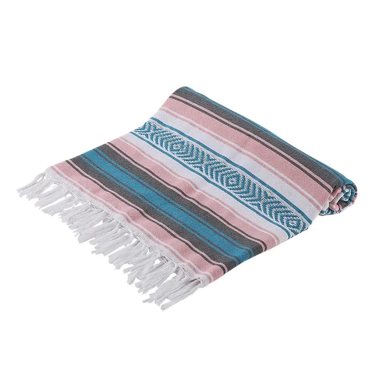 Disposable Striped Microfiber Cotton Turkish Beach Towel for Adults Printed Logo Sand-Free Gym Use Tassel Fringe Travel Bag