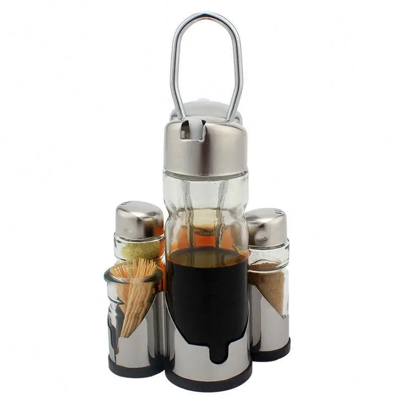Household Salt Shaker Seasoning Bottle Set Kitchen Seasoning Pot Castor Stainless Steel Salt Pepper Shaker