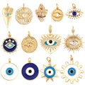 Evil Eye Charm Pendant18K Real Gold Plated Cubic Zirconia CZ Paved ReligoursJewelry Necklace Bracelet Accessories Supplies K09