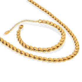 Hip Hop Dainty Minimalist Fashion Jewelry 18k Gold Plated Stainless Steel Chain Necklace and Bracelet Jewelry Set for Women