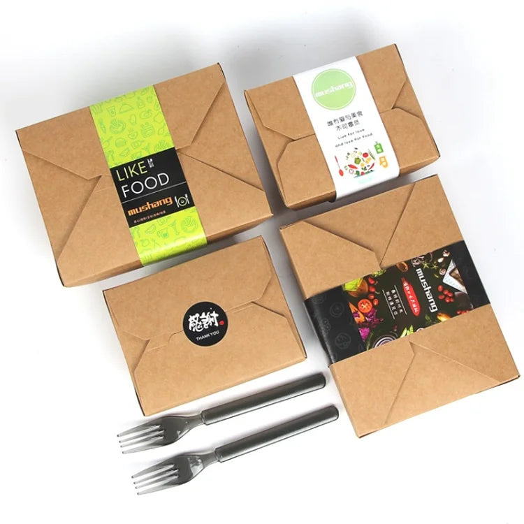 Disposable Kraft Paper Packaging Takeout Fast Food to Go Hamburger Hot Dog Fried Chicken and Snacks Box Burger Box Customized