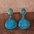 Popular Jewelry Trendy Turquoise Imperial Jasper Dangle Stud Earrings Gold Women Teardrop Natural Stone Drop Earrings Luxury Jewelry Wholesale