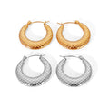 Popular Fashion Hammered Snake Pattern Hoop Earrings Stainless Steel 18K Gold Plated All-match Women's Temperament Earrings
