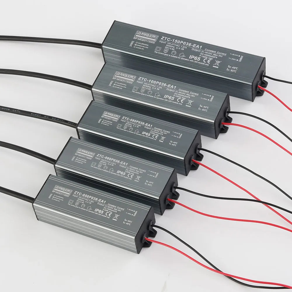 Waterproof IP65 Surge Protection 6KV 5-Year Warranty Aluminum High PF Dimmable Single Output LED Driver for Street Lights