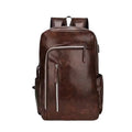 Men's Waterproof PU Leather Rucksack Stylish Vintage College Laptop Smart Luxury Backpack with USB Brown Vintage Fashion Style