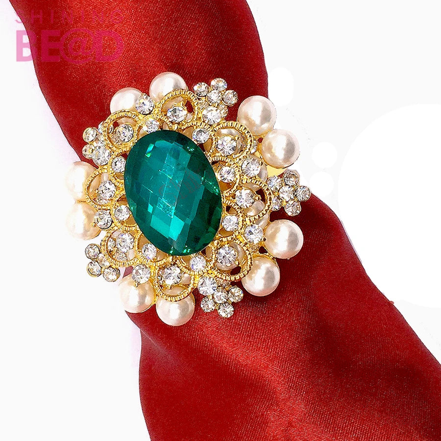 Diamond Napkin Rings Color Crystal Rhinestone Bling Napkin Holders for Wedding Christmas Dinner Party Home Table Decoration