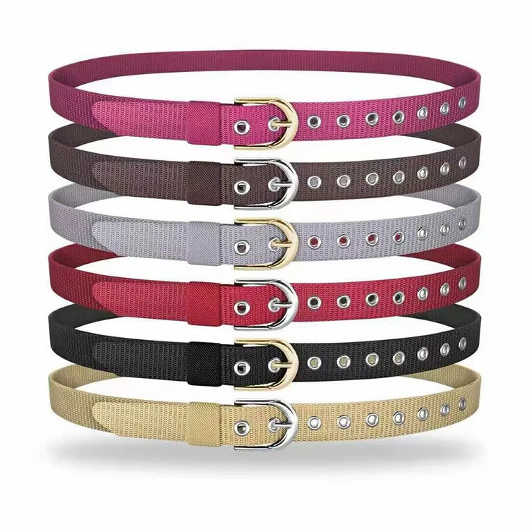 Wholesale Polyester Webbing Canvas Belt Women Fashion Simplicity Design Pin Buckle Fabric Belt
