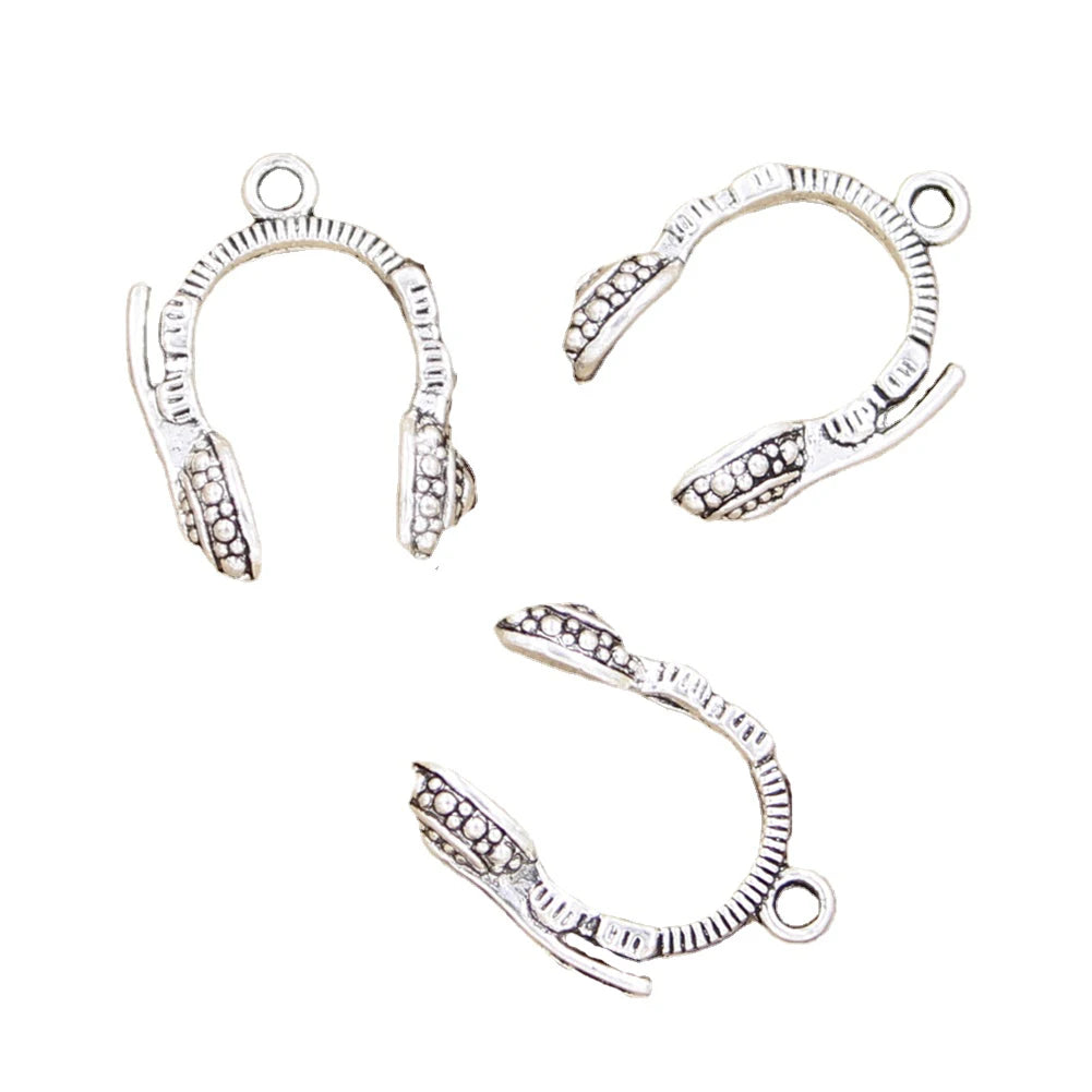 Charms Earphone Headphones Headset 25x18mm Handmade Making FitVintage Tibetan Silver Color PendantsDIY for Bracelet Necklace