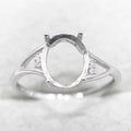 Sterling Silver 8*10mm Semi Mount Ring Empty Frame Blank Support Setting S925 Base Holder Without Center Stone for DIY Inlay