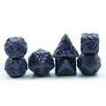 High Quality Luxurious 7pcs Blue & Black Polyhedral Metal Dice Set Hot Sale Zinc Alloy DND Game Gear
