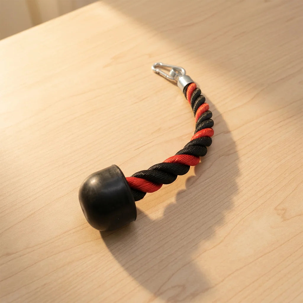 Heavy Duty Pull Down Black Red Braided Single Nylon Triceps Training Rope for Gym Fitness