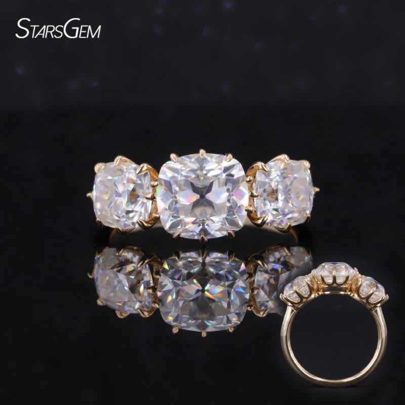Moissanite Rings VVS 2 Carat Antique Cushion Cut Moissanite Loose Diamond 14k White Gold Wedding Engagement Ring Band