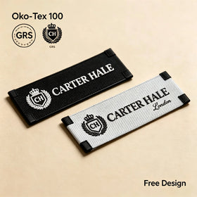 Hot Sale Polyester Woven Clothing Labels Design Clothing Laser Cut Edge for Garments Woven Tags