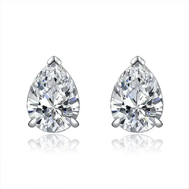 2022 Summer Waterproof Earrings Fancy Ice Cut Classic Pear Created Shape Stud Earring for Women