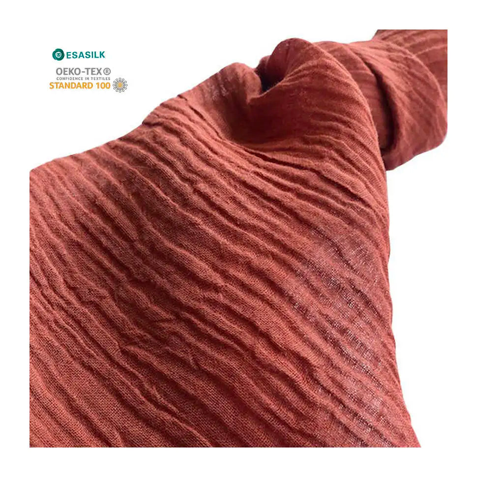 High Quality 100% Ramie Denim Fabric Medium Weight Crinkle Design OEKO Certification Summer Clothing Cars Bags Upholstery