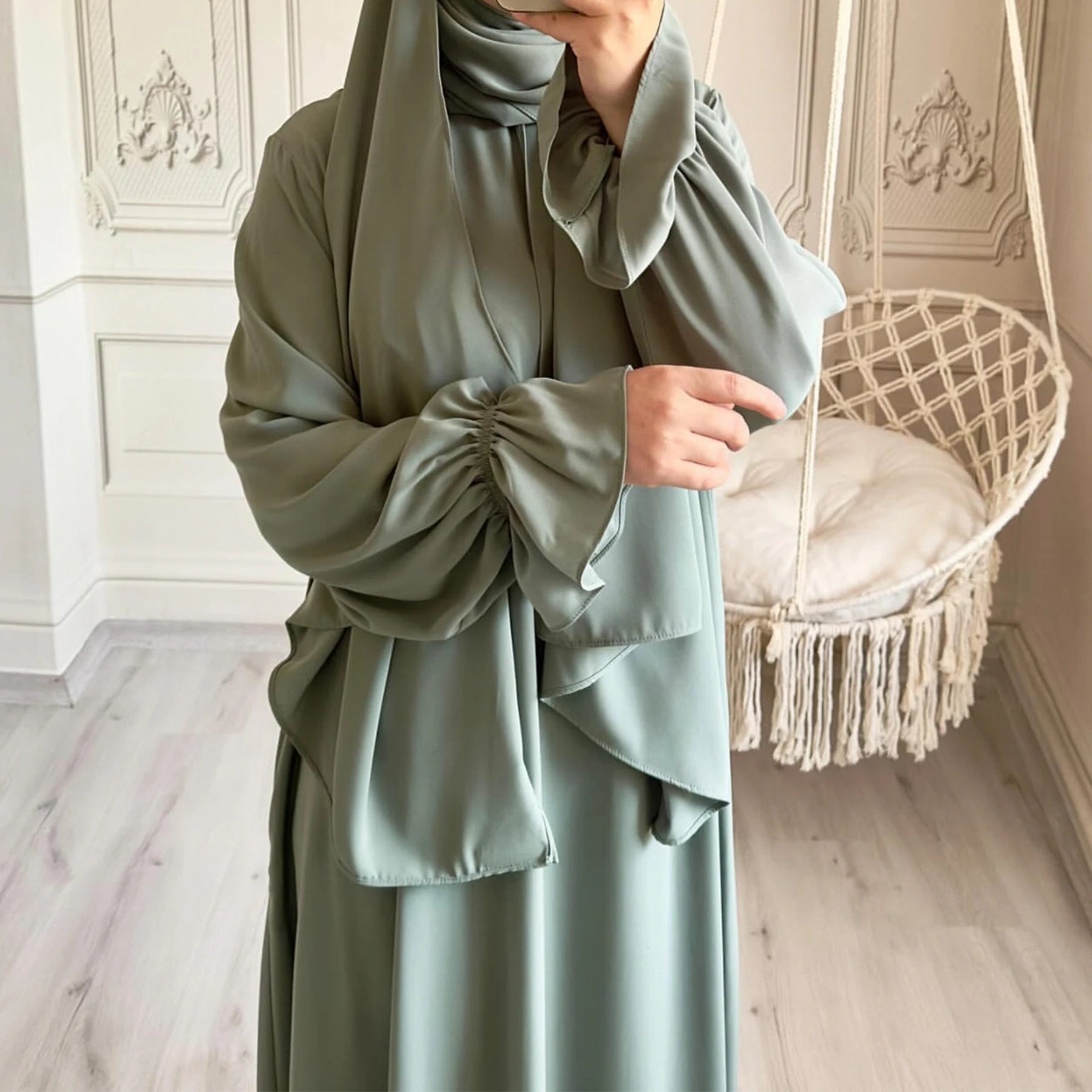 Wholesale Traditional Clothing Jilbab Abaya Muslim Dress With Scarf Turkey Dubai Solid Islamic Long Muslim Women Dress
