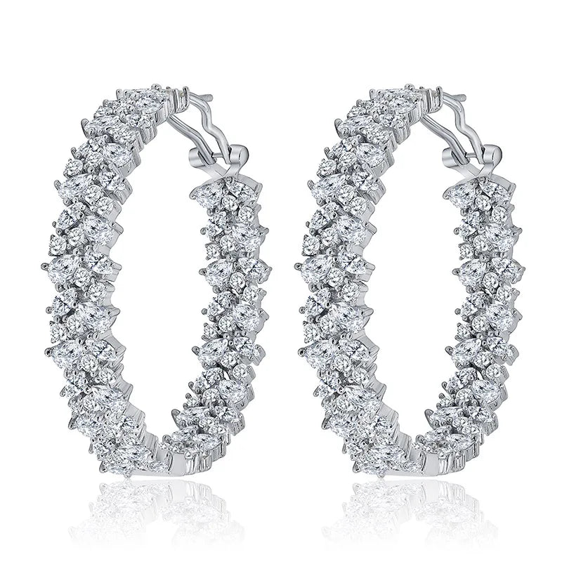 Luxury Jewelry Chunky Huggie Earring 925 Sterling Silver Zirconia Pear Diamond for Women High-end Design Hoop Earrings 18k Gold
