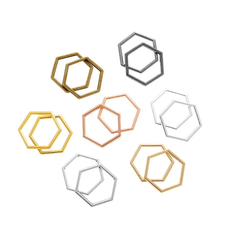 100pcs/bag Inner Diameter 14*12mm Hexagon Charm Hollow Glue Blank Pendant Tray Bezel Charms DIY Necklace Handmade Bezel Mold