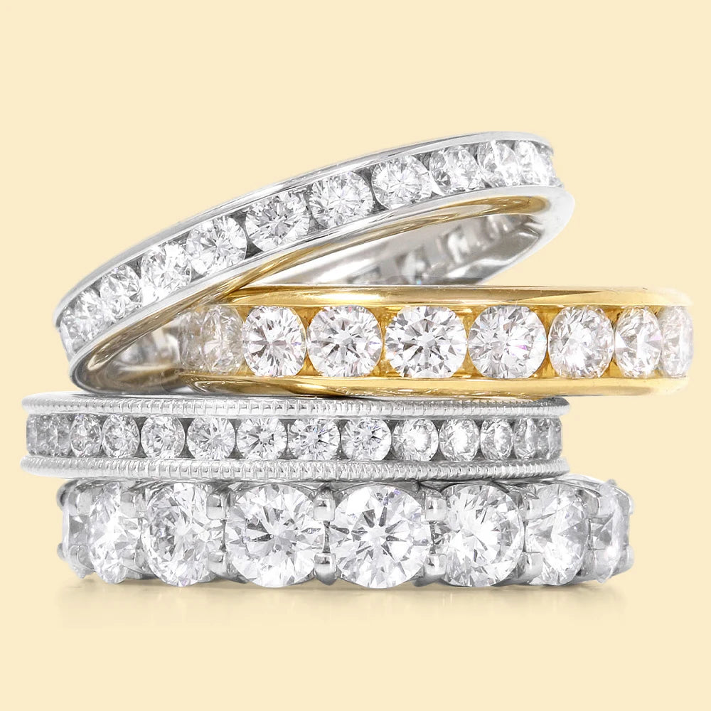 Luxury Fine Jewelry Eternity Band Ring Wholesale 10K 14K 18K Gold Moissanite Ring