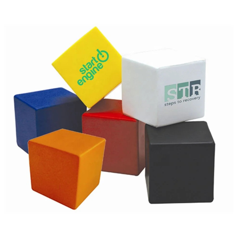 Promotional PU Foam Anti Stress Cube Shaped 65mm Custom Logo Promotional Gifts SS043 Stress Relieve Ball StressCube in Stock