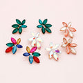 2023 Trendy Crystal Rhinestone Flower Earrings Exaggerated Multicolor Glass Drill Flower Earrings Women Jewelry
