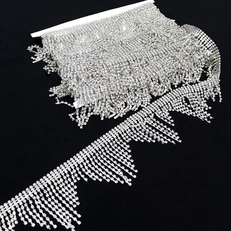 D028 10yards Rhinestone Claw Chain  Rhinestone Tassel Chain for Rhinestone Body Chain Dress Decoration