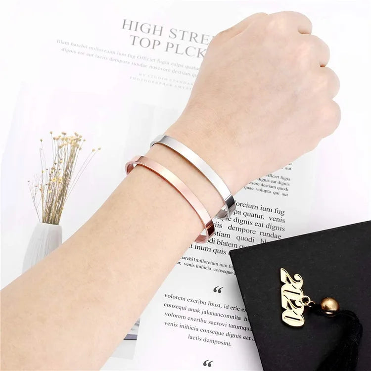 Fatingna Inspirational Jewelry Plain Metal Open Blank Stainless Steel Bangle Custom Gold Plated Engraved Men Cuff Bracelet