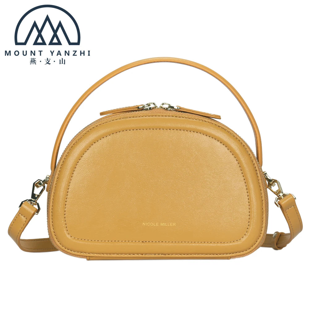 Mount Yanzhi Luxury Customized Logo Genuine Leather RFID Portable Zipper Women's Mini Handbag Adjustable Strap Crossbody Bag