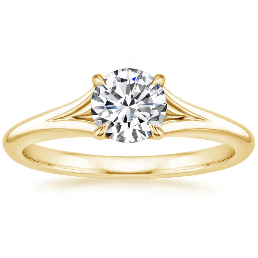 Factory 925 Selling Sterling Silver 14K Gold Plated White Cubic Zircon Ring for Women Engagement Wedding Anniversary Gift