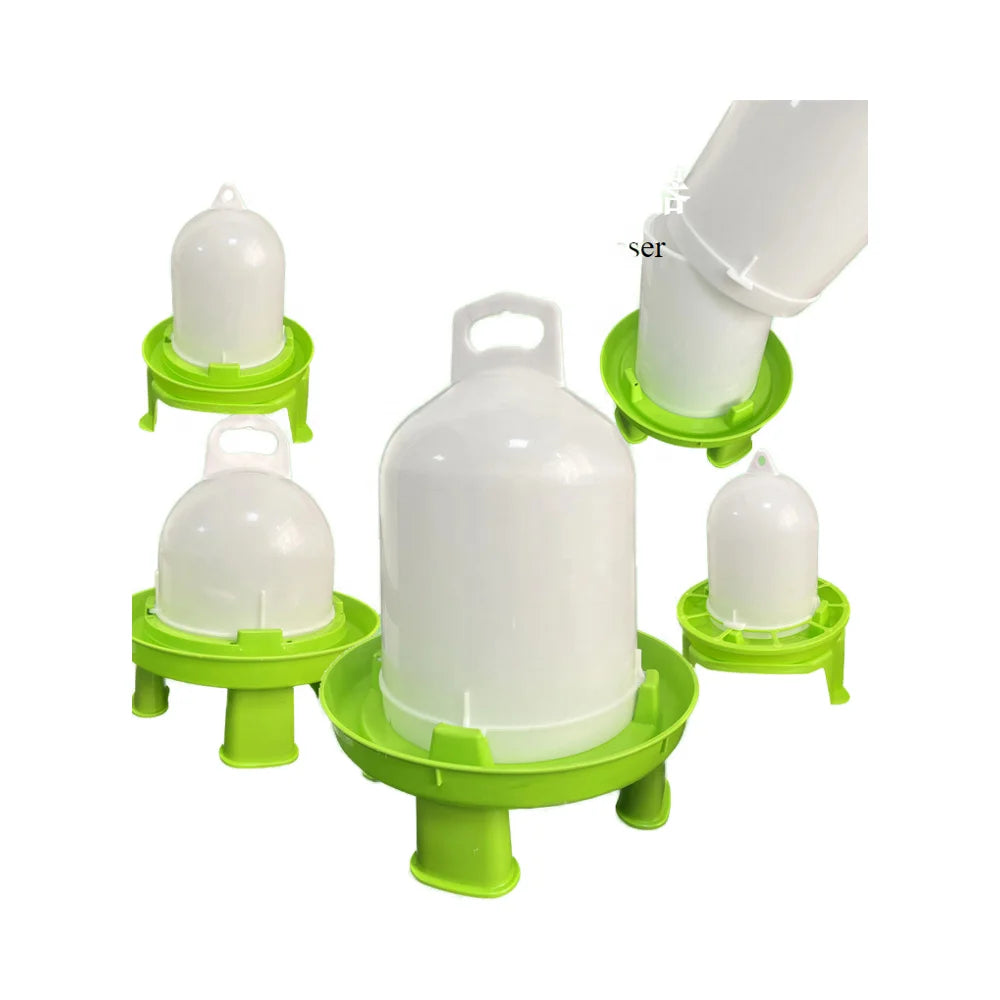BERYS New 3.5L Green White Chicken Waterer with Removable Legs DOUBLE CYLINDER 8L 10L 12L 1.5L 6L Thickened Chicken Drinker