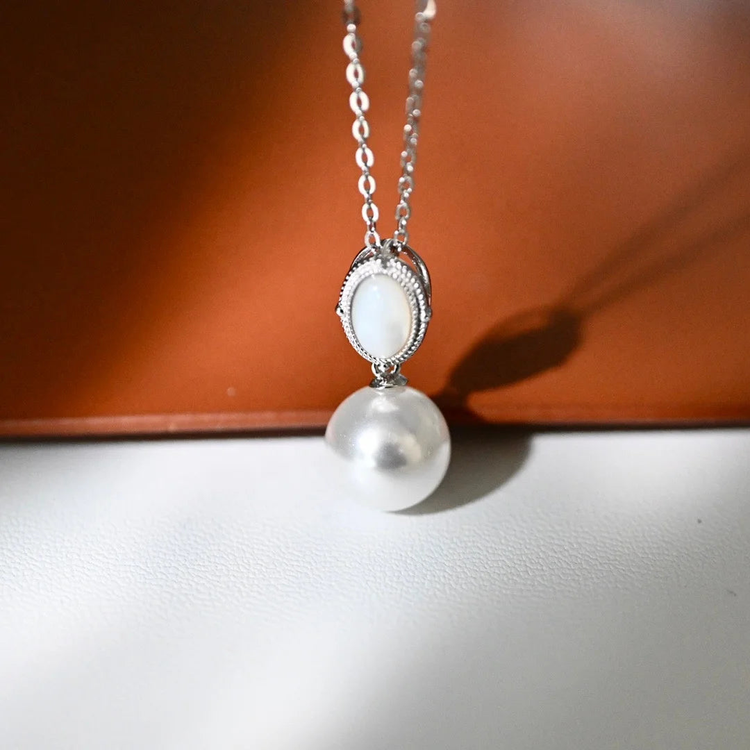 P1619 11-12mm DIY Natural  Freshwater Pearl Charm Pendant Necklace Accessory 925 Sterling Silver Jewelry for Women Without Chain