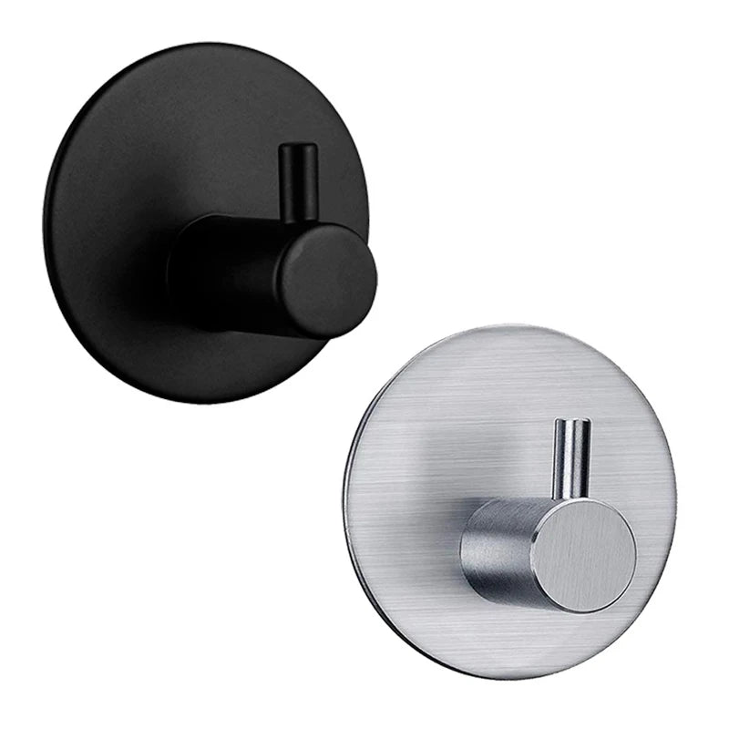 Self-Adhesive Wall Mounted Metal Door Hanger Robe Coat Hat Towel Hooks for Bedroom Bathroom Living Room Box Packing