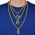 24 Inches Rhinestone Diamond Capital Alphabet Letter Pendant Initial Necklace  Tennis Chain Hip Hop Jewelry Men