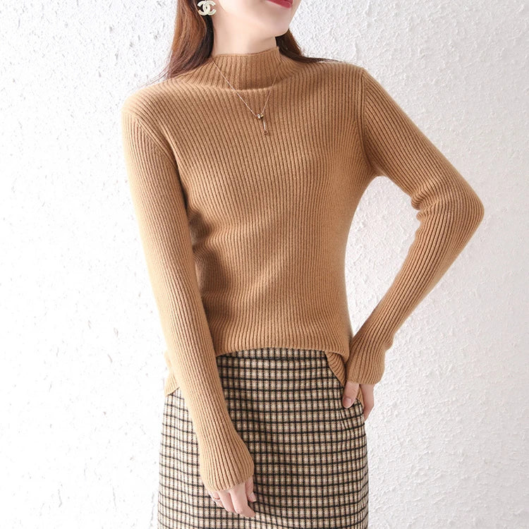 Women Knitting Sweater Autumn Winter Turtleneck Tops Pull Ladies Pullovers Sweaters Long Sleeve Slim Bottom Shirt Solid Jumper