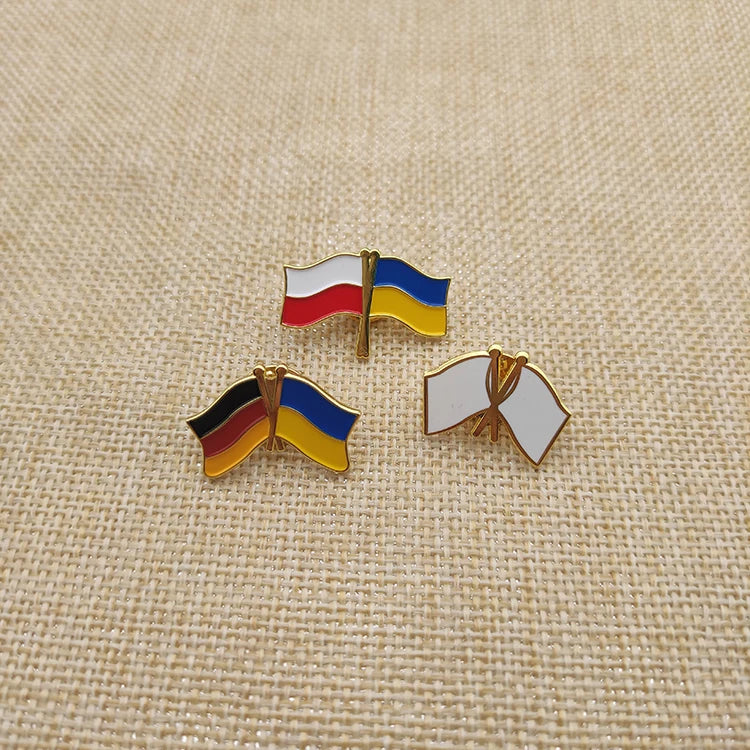 Flag Pin Crystal Epoxy Badge Brooch Flag Enamel Pin Painted Badge
