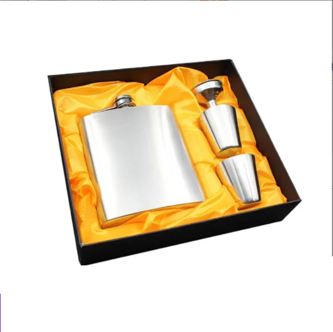 8oz Custom Engraved Hip Flask Stainless Steel for Liquor Brushed Portable Hip Flask Gift Set with Funnel&2 Cups
