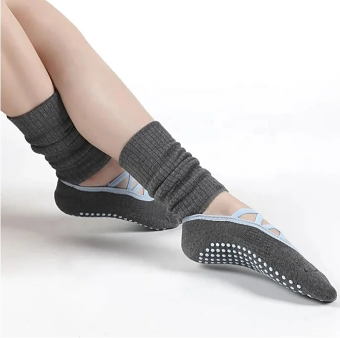 Women's Crisscross Yoga Socks with Grip Cotton  Backless Non-slip Straps Pilates Socks Crew Sports Socks Wholesales